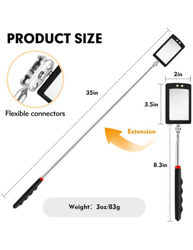 Espejo de Inspección Telescópico CdbC 30-89 cm LED 360