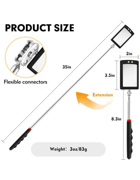 Espejo de Inspección Telescópico CdbC 30-89 cm LED 360