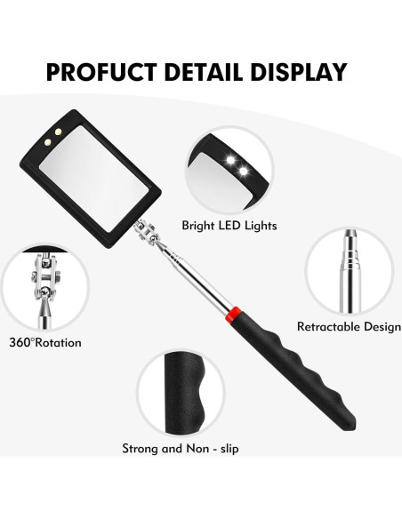 Espejo de Inspección Telescópico CdbC 30-89 cm LED 360