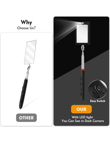 Espejo de Inspección Telescópico CdbC 30-89 cm LED 360