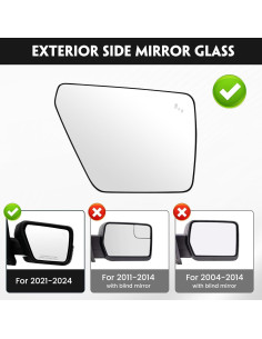 Cristal de Espejo Calentado Convitex para Ford F150 2021-2024 2