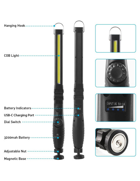 Luz de Trabajo LED Dr. Prepare 700 Lúmenes Plegable 2 Paquete