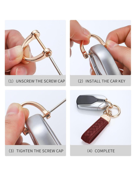 Llavero de cuero genuino Hamdecro rojo vino con anillo D