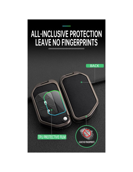 Funda de Llave HIBEYO para Jeep Wrangler JL 2018-2021 - Negro