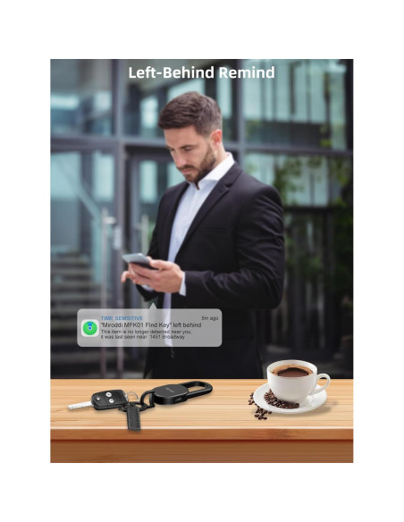 Llave con rastreador Miroddi, Bluetooth, recargable, negro
