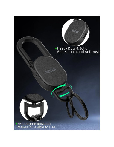 Llave con rastreador Miroddi, Bluetooth, recargable, negro