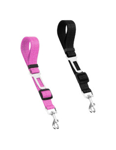Cinturones de Seguridad Ajustables para Perros 2 Pack Negro/Rosa