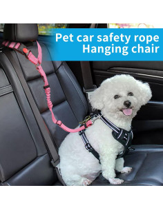 Cinturón de Seguridad para Perros YAOHDAO Rosa Ajustable 2