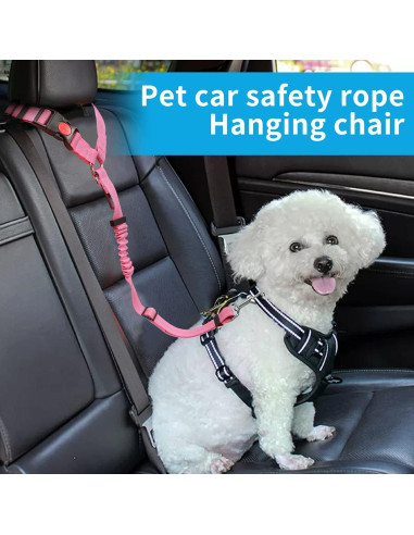 Cinturón de Seguridad para Perros YAOHDAO Rosa Ajustable