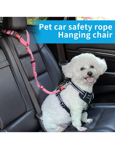 Cinturón de Seguridad para Perros YAOHDAO Rosa Ajustable