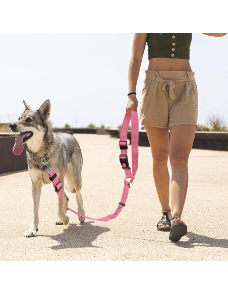 Cinturón de Seguridad para Perros YAOHDAO Rosa Ajustable