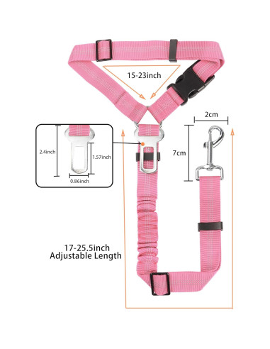 Cinturón de Seguridad para Perros YAOHDAO Rosa Ajustable