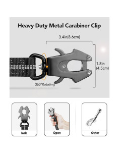 Correa Táctica Joytale para Perros Grandes 1.22-1.83m Negra 2