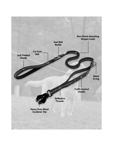 Correa Táctica Joytale para Perros Grandes 1.22-1.83m Negra