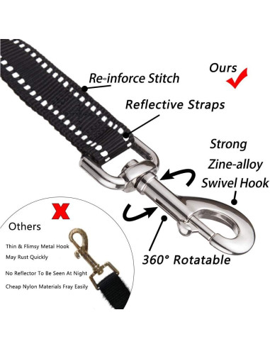 Correa para Perros PoyPet 1.52m Reflectante con 2 Mangos Acolchados