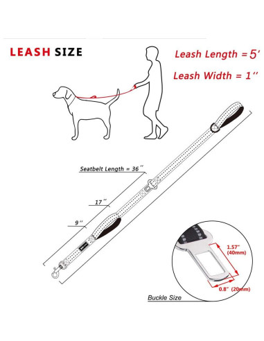 Correa para Perros PoyPet 1.52m Reflectante con 2 Mangos Acolchados