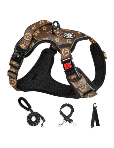 Arnés para Perros Sin Tirones NESTROAD Ajustable Marrón S