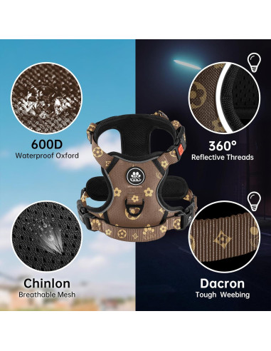 Arnés para Perros Sin Tirones NESTROAD Ajustable Marrón S