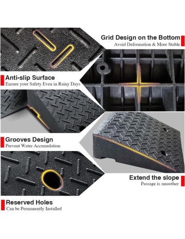 Rampas de entrada ROKENPOY de goma pesada 50x50x15.24 cm