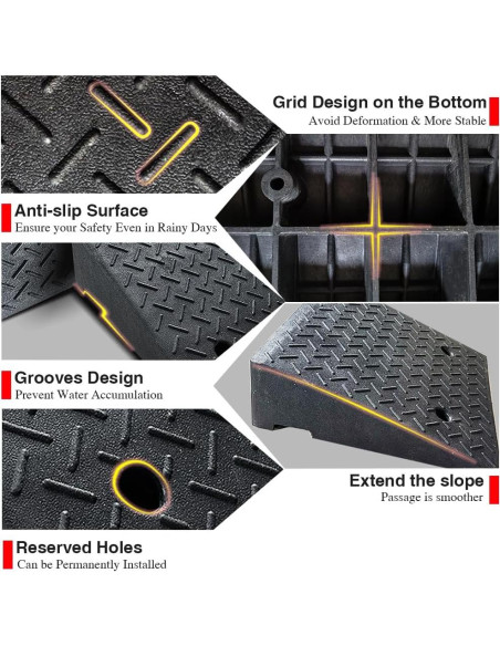 Rampas de entrada ROKENPOY de goma pesada 50x50x15.24 cm