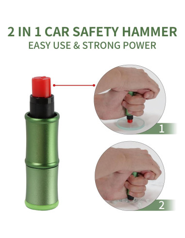 Kit de Emergencia 2-en-1 PSLER Martillo Seguridad Verde