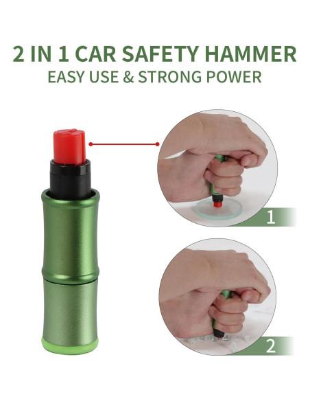 Kit de Emergencia 2-en-1 PSLER Martillo Seguridad Verde