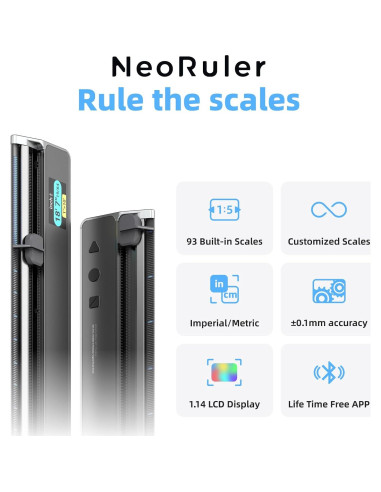 Combo HOZO NeoRuler y NeoPencil, Regla 30.48 cm y Lápiz 14.22 cm