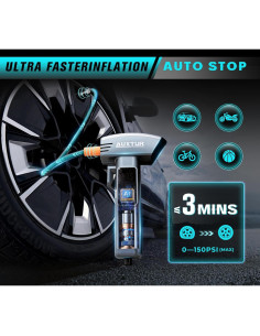 Compresor de Aire Portátil AUXTUR 6 en 1 con Luz LED 2