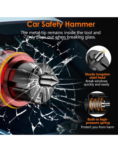 Kit de Seguridad Geyrut: Martillo de Vidrio y Cortador de Cinturón