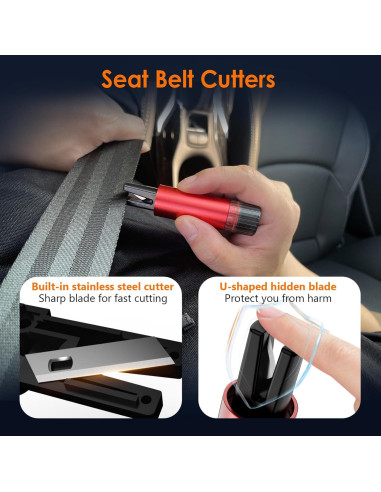 Kit de Seguridad Geyrut: Martillo de Vidrio y Cortador de Cinturón