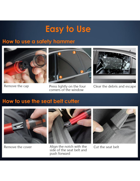 Kit de Seguridad Geyrut: Martillo de Vidrio y Cortador de Cinturón