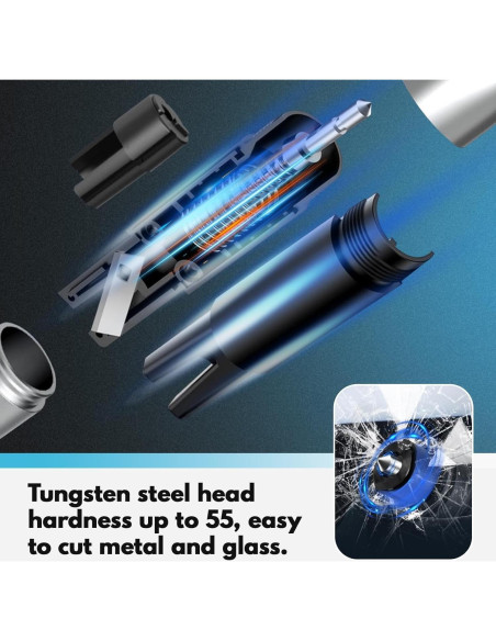 Martillo de Seguridad PUEZOKLY 2-en-1 para Automóvil - Rompedor de Ventanas y Cortador de Cinturones