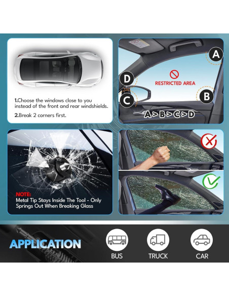 Martillo de Seguridad PUEZOKLY 2-en-1 para Automóvil - Rompedor de Ventanas y Cortador de Cinturones