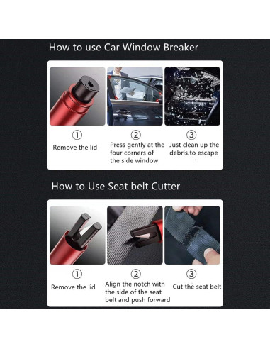 Martillo de Seguridad HHXS - Rompedor de Ventanas y Cortador de Cinturón