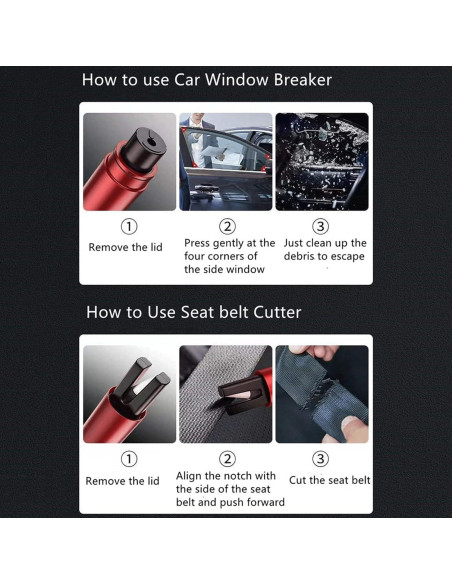 Martillo de Seguridad HHXS - Rompedor de Ventanas y Cortador de Cinturón