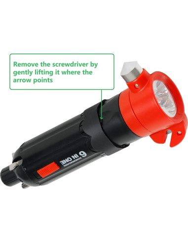 Martillo de Seguridad 6-en-1 BUSEJINS con Luz y Destornillador