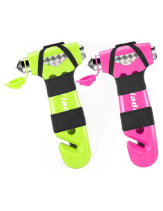Martillo de Seguridad Yiader con Cortador de Cinturón - Rosa y Verde
