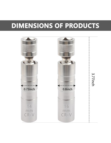 Juego de Llaves de Bujías Salior 14mm y 16mm Magnéticas