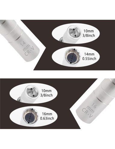 Juego de Llaves de Bujías Salior 14mm y 16mm Magnéticas