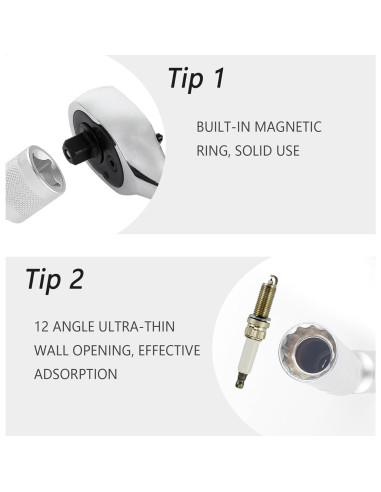 Juego de Llaves de Bujías Salior 14mm y 16mm Magnéticas