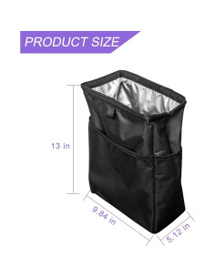 Basurero de Coche 8sanlione 3L A Prueba de Fugas Negro 2