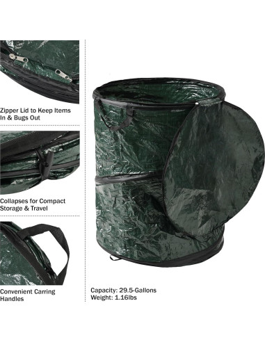 Contenedor de Basura Plegable Wakeman 111.2L Verde