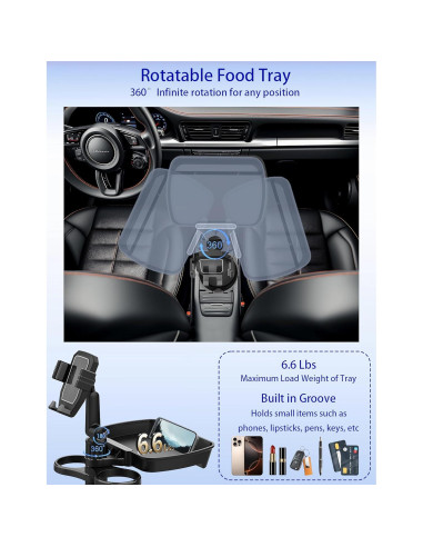 Bandeja para Portavasos de Coche Figtacico FG-101AU 5 en 1