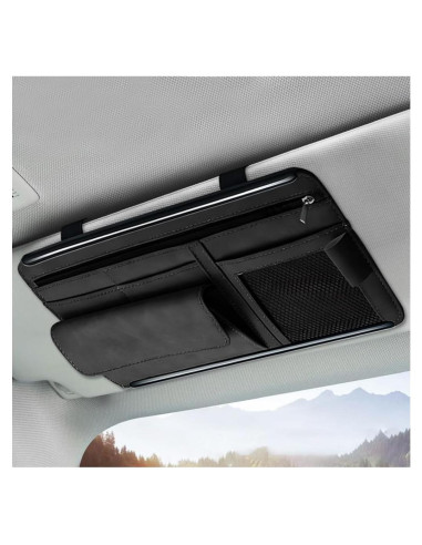 Organizador de Visera de Coche NYTKL Negro con Múltiples Bolsillos