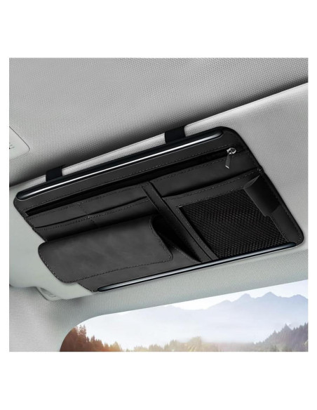 Organizador de Visera de Coche NYTKL Negro con Múltiples Bolsillos