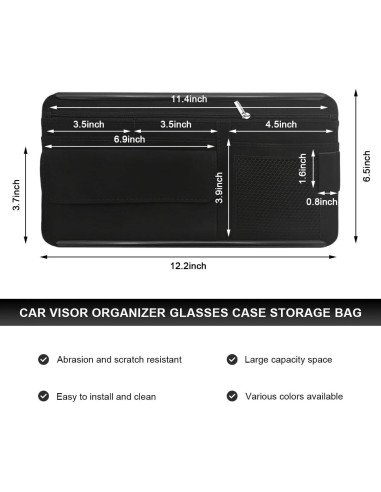 Organizador de Visera de Coche NYTKL Negro con Múltiples Bolsillos