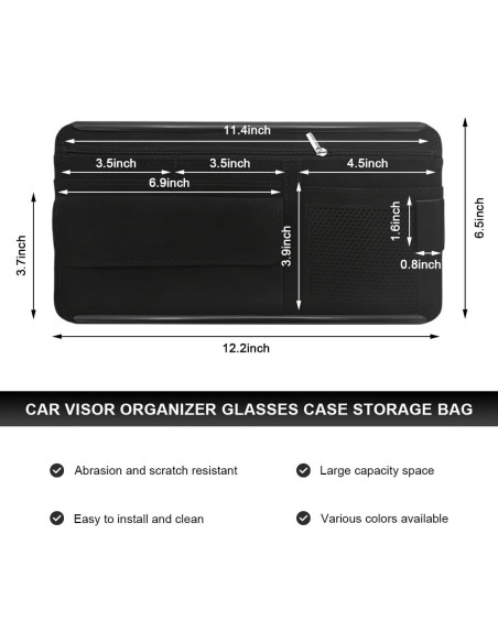 Organizador de Visera de Coche NYTKL Negro con Múltiples Bolsillos