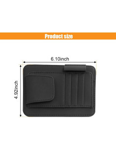 Organizador de Visera de Coche GLSOWEE en Cuero PU Negro 2