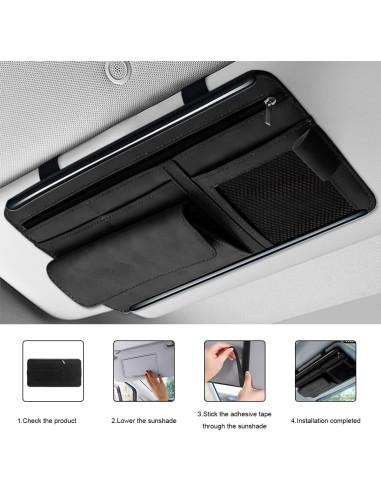 Organizador de Visera de Coche NYTKL Negro con Múltiples Bolsillos