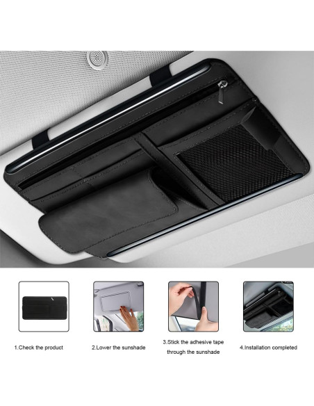 Organizador de Visera de Coche NYTKL Negro con Múltiples Bolsillos